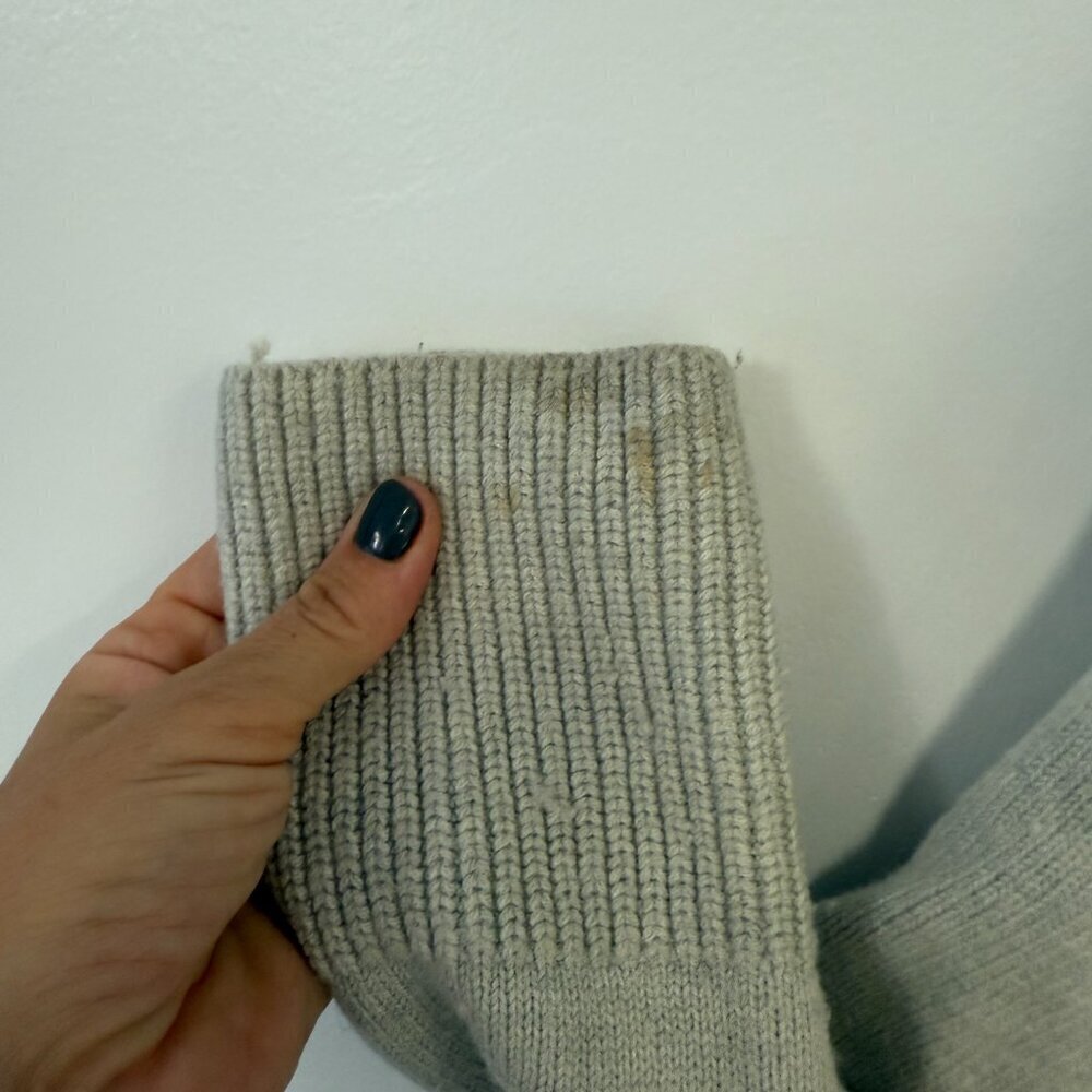 Banana Republic Gray Wool Cardigan Sweater Tie Waist & Removable Faux Fur Collar - Picture 6 of 8